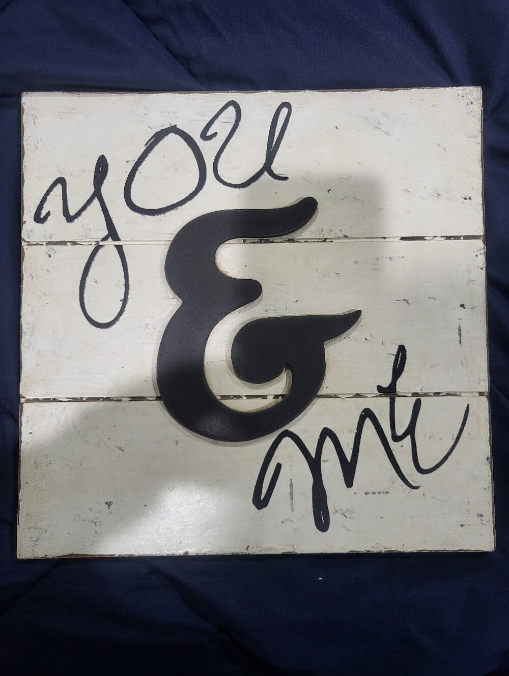 You & Me Rustic Wall Sign - Black on White -